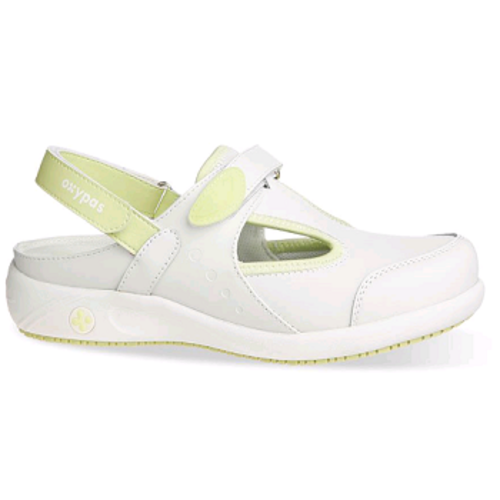CHAUSSURE CARLY/CARIN CUIR SOUPLE A BRIDE BLANC/VERT REF.LGN