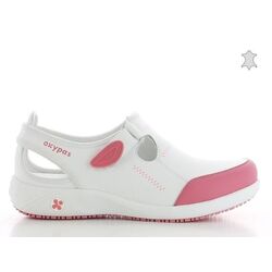 SABOT /LINALILIA CUIR SOUPLE A BRIDE BLANC/ FUCHIA R&eacute;f :FUX