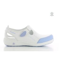 SABOT LINA/LILIA CUIR SOUPLE A BRIDE BLANC/CIEL R&eacute;f : LBL