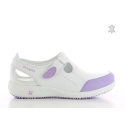 SABOT LINA/LILIA CUIR SOUPLE A BRIDE BLANC/LILAS R&eacute;f : LIC