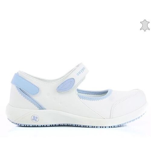 CHAUSSURE  NELIE CUIR SOUPLE FERMEE A BRIDE  BLANC /CIEL REF LBL