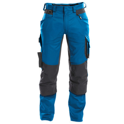 PANTALON DE TRAVAIL STRETCH DYNAX AZUR/GRIS AVEC POCHES GENOUX PC 245