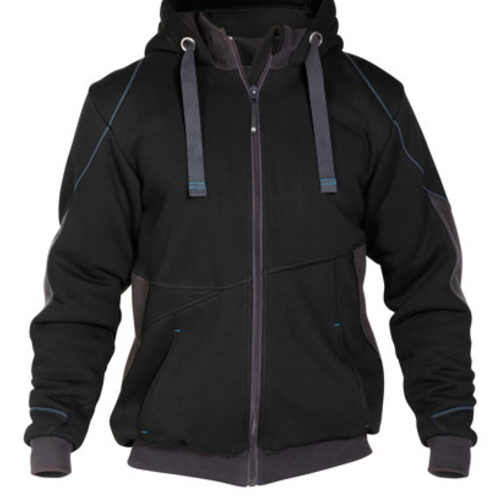 VESTE ZIPPEE PULSE A CAPUCHE NOIR/GRIS DOUBLE TEDDY