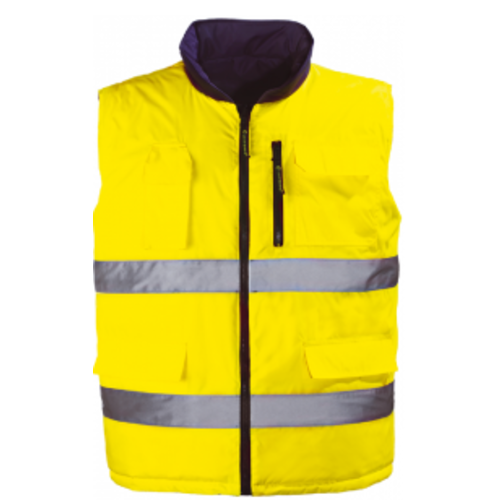 GILET SS MANCHE REVERSIBLE HI-WAY HV JAUNE FLUO/GRIS