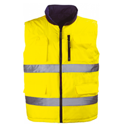 GILET SS MANCHE REVERSIBLE HI-WAY HV JAUNE FLUO/GRIS