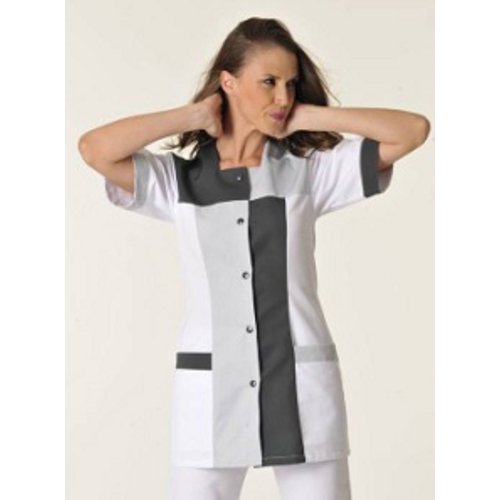 TUNIQUE FEMME PERRINE MC  PC BLANC CHARBON