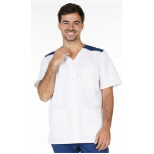 TUNIQUE HOMME VALENTIN  MC PC 65/35 BLANC/MARINE