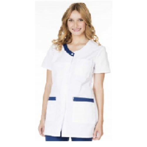 TUNIQUE FEMME VALENTINE MC PC 65/35 BLANC/MARINE