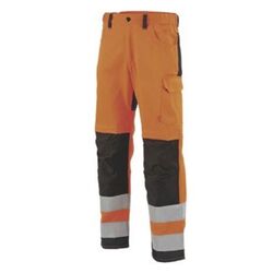 PANTALON TARA FEMME HV CP ORANGE/NOIR/POCHE GENOU R&eacute;f.1FLFCP