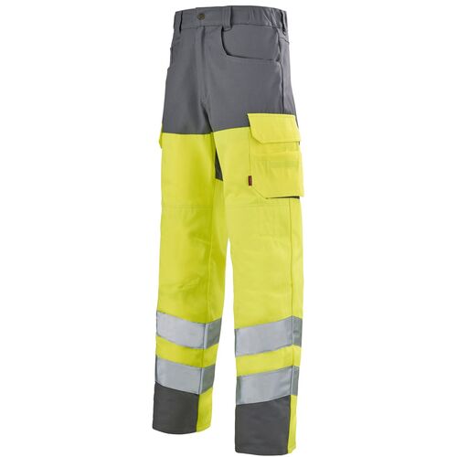 PANT WORK VISION 2 PUPIL HV CL2 CP 300GR JAUNE/GR ACIER +POCHE GENOU R&eacute;f.1HVGXCP