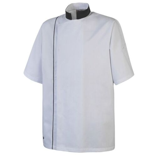 VESTE DE CUISINE HOMME AJIK MC BLANC/NOIR +LOGO CMA REF.2995