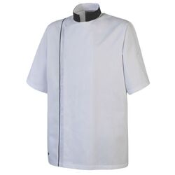 VESTE DE CUISINE HOMME AJIK MC BLANC/NOIR +LOGO CMA REF.2995