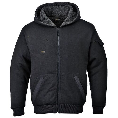 BLOUSON A CAPUCHE DOUBLE POLAIRE NOIR  KS32