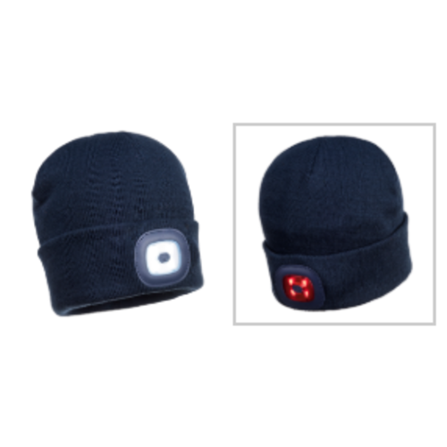 BONNET BEANIE AVEC DOUBLE LED RECHARGABLE 100% ACRYLIQUE REF.B028