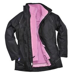PARKA FEMME 3 EN 1 NOIR/ POLAIRE ROSE  S571