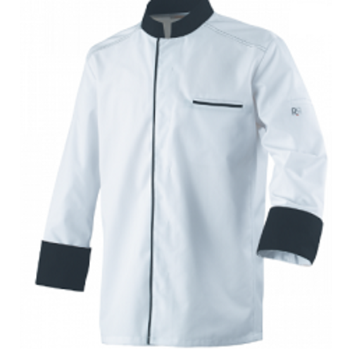 VESTE DE CUISINE MIXTE ABAX ML BLANC/NOIR POLYCOTON