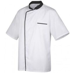 VESTE CUISINE ENERGY PC MC  BLANCHE PAREMENT NOIR