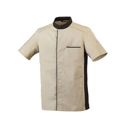 VESTE DE CUISINE MIXTE ABAX MC ECRU/MOKA POLYCOTON