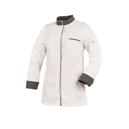 VESTE DE CUISINE FEMME ELBAX ML BLANC/GRIS POLYCOTON
