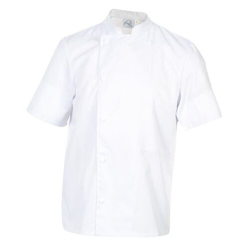 VESTE CUISINE MADRAS A PRESSIONS MC PC BLANC