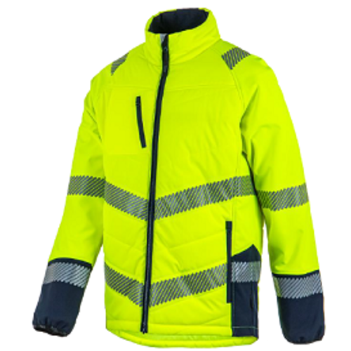BLOUSON SOFTSHELL GRIFFON JAUNE/MARINE HYBRIDE MATELASSE DOUDOUNE