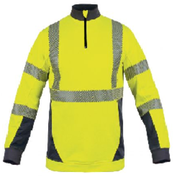 SWEAT DARWIN  HV JAUNE BDES SEGMENTEES 100% POLYESTER LOGO LEROY MERLIN