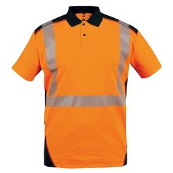 POLO MC BORNEO HV EN20471 CL2 100% POLYESTER140GR ORANGE/MARINE