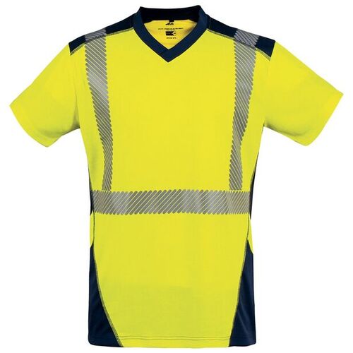 T SHIRT MC BALI  HV EN20471 CL2 100% POLYESTER140GR JAUNE/MARINE REF/8JM