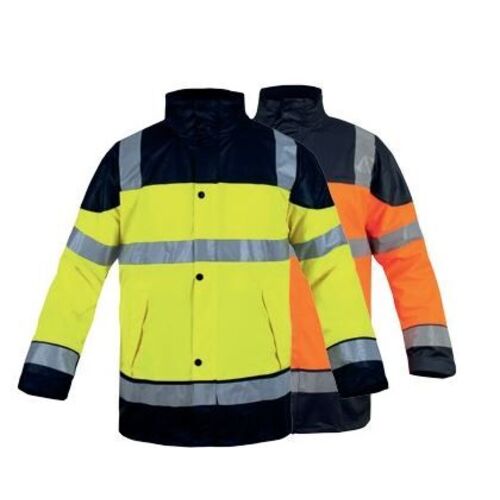 VESTE DE PLUIE ENDUIT PU A BRETELLE BERMUDES  HV JAUNE