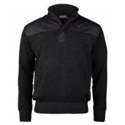 PULL COL MONTANT ONTARIO ZIPPE GRIS LAINE/ACRYLIQYUE 85/15 LISERET NOIR