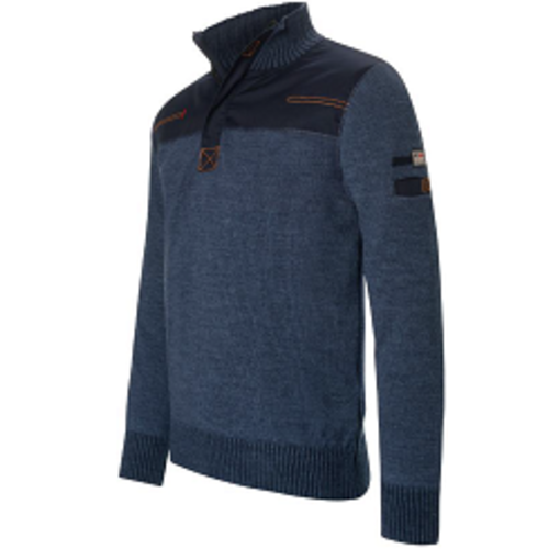 PULL COL MONTANT ONTARIO ZIPPE JEANS CHINE LAINE/ACRYLIQYUE 85/15