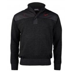 PULL COL MONTANT ONTARIO ZIPPE NOIR LAINE/ACRYLIQYUE 85/15