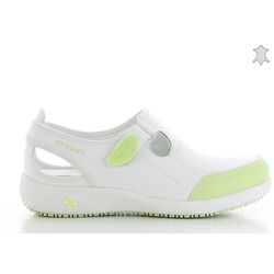 SABOT LINA/LILIA CUIR SOUPLE A BRIDE BLANC/VERT R&eacute;f : LGN