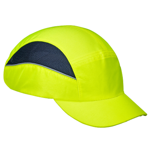 CASQUETTE ANTI CHOCS AIR TECH VISIERE COURTE PC JAUNE FLUO r&eacute;f. PS59