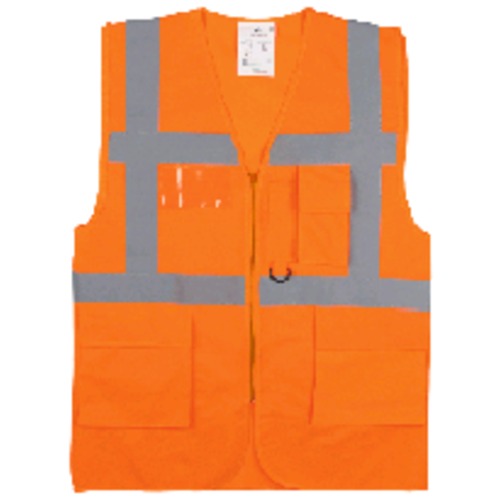 GILET SAFARI HV ORANGE EN471 MAILLE AEREE REF.GILETSAFAI9OF