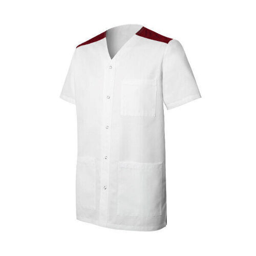 TUNIQUE HOMME VALENTIN MC PC 65/35 BLANC/BORDEAUX