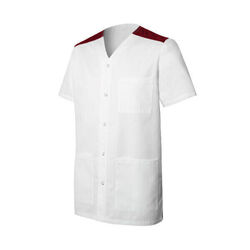 TUNIQUE HOMME VALENTIN MC PC 65/35 BLANC/BORDEAUX