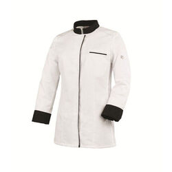 VESTE DE CUISINE FEMME ELBAX ML BLANC/NOIR POLYCOTON