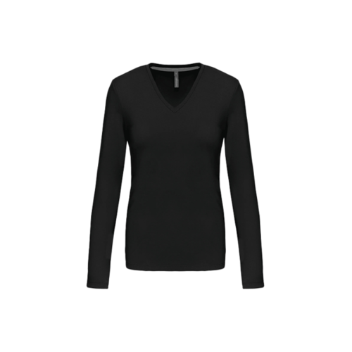 T SHIRT FEM.KARIBAN ML COL V COTON R&eacute;f.K382