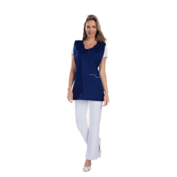 TABLIER CHASUBLE AZALEE MARINE/BLANC LONG 77 CM REF 2832