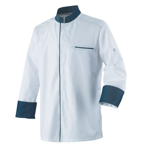 VESTE DE CUISINE MIXTE ABAX ML BLANC/MARINE POLYCOTON