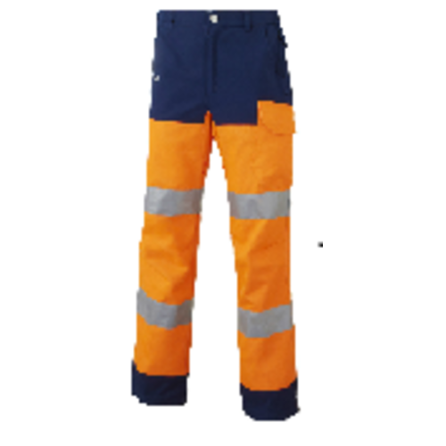 PANTALON  GENOUILLERE +PLAQUE HV LUCK LIGHT MARINE /ORANGE  2477