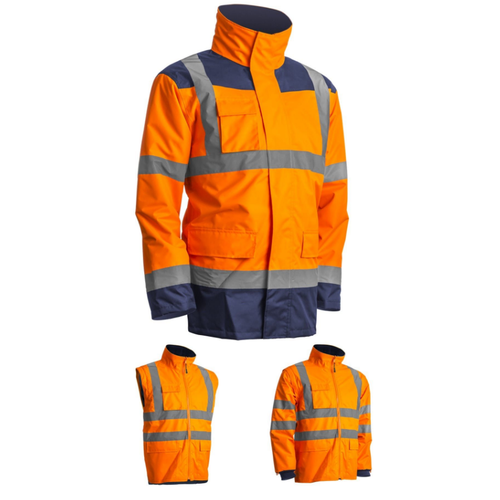 PARKA HV 4EN1 KANATA POLYESTER ORANGE FLUO/MARINE REF.7KANO