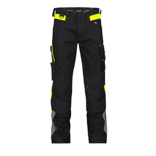 PANTALON STRETCH CANTON MARINE/JAUNE AVEC POCHES GENOUX PC 245GR