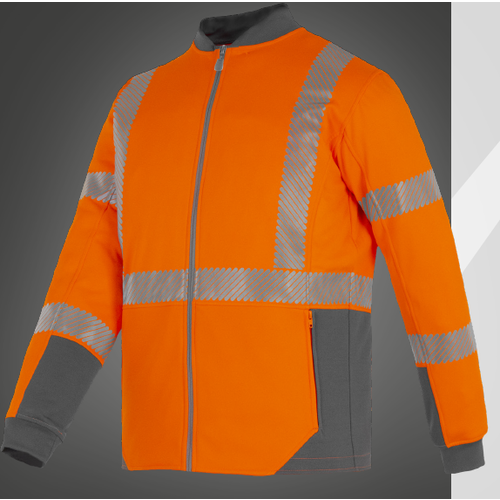 SWEAT RODRIGUES ORANGE/GRIS ZIPEE COL CYCLISTE 100% POLYESTER