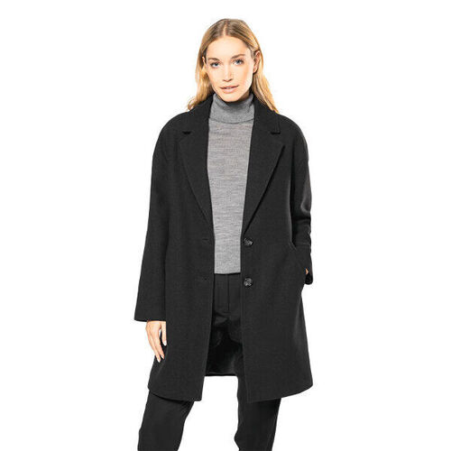 MANTEAU FEMME NOIR POLYESTER/ LAINE 510GR REF.PK6021