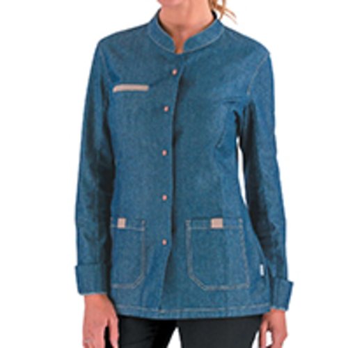 VESTE DE CUISINE FEMME MONGE ML JEAN INDIGO CV COL MOF REF.2MNGCV