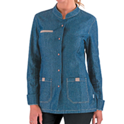 VESTE DE CUISINE FEMME MONGE ML JEAN INDIGO CV COL MOF REF.2MNGCV