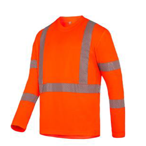 T SHIRT AKTI ML ORANGE FLUO MAILLE PIQUEE ANTIBACTERIEN 100% POLYESTER