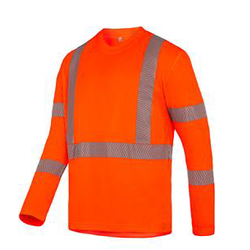 T SHIRT AKTI ML ORANGE FLUO MAILLE PIQUEE ANTIBACTERIEN 100% POLYESTER